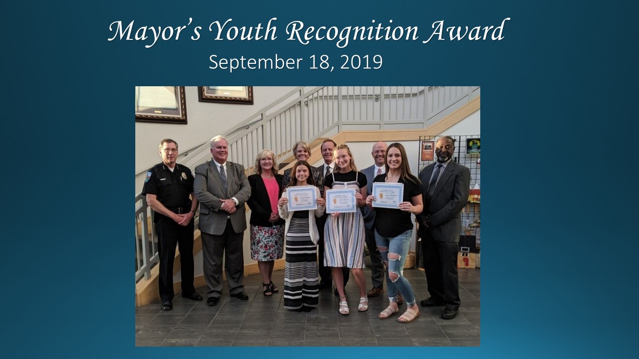 Mayor's Youth Recognition Award Presented September 18, 2019.